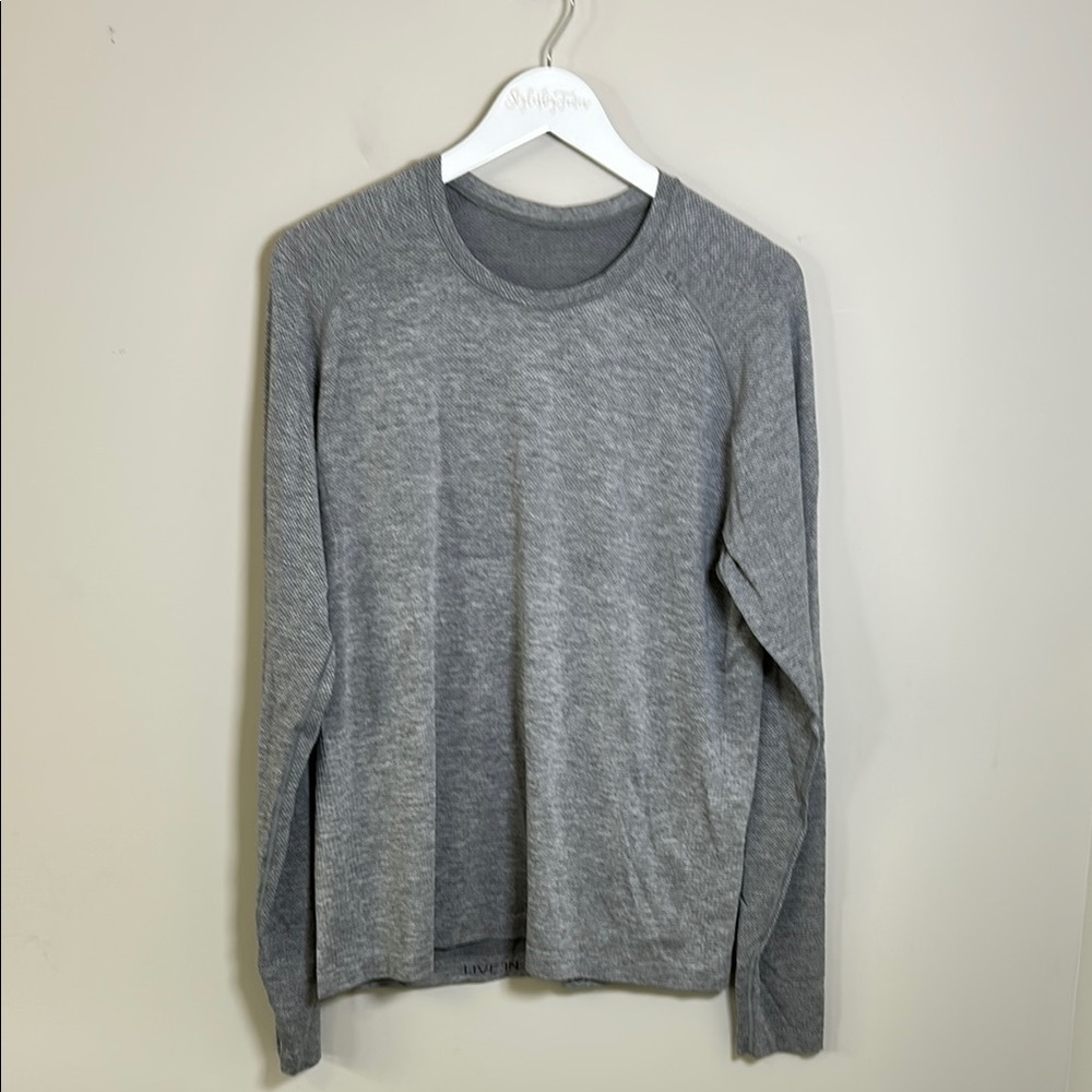 Lululemon Metal Vent Tech Long Sleeve Shirt Mens Gray Live in Practice Sz L